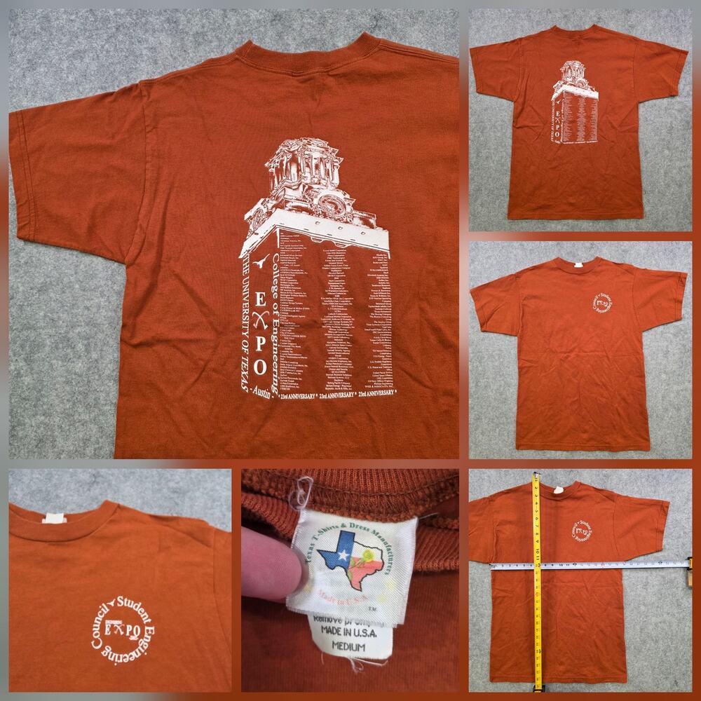 Vintage Texas Longhorns‎ T Shirt Mens Medium Orange Engineering Expo Texas